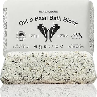 Bath Bombs for Women, Oat & Basil Bath Fizzies with Essential Oils & Sea Salt, Moisturizing Bath Block for Dry Skin Relief, Natural Aromatherapy Home Spa Gift, Green Citrus Scent