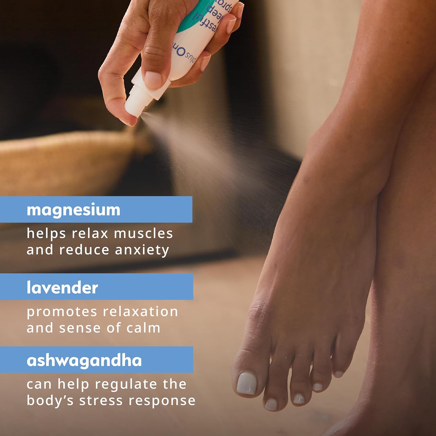 Plus One Blissful Sleep Spray – Magnesium, Lavender & Ashwagandha for Relaxation, Calm & Rest – Hormone-Free, Fragrance-Free, Menopause-Friendly Aromatherapy Mist