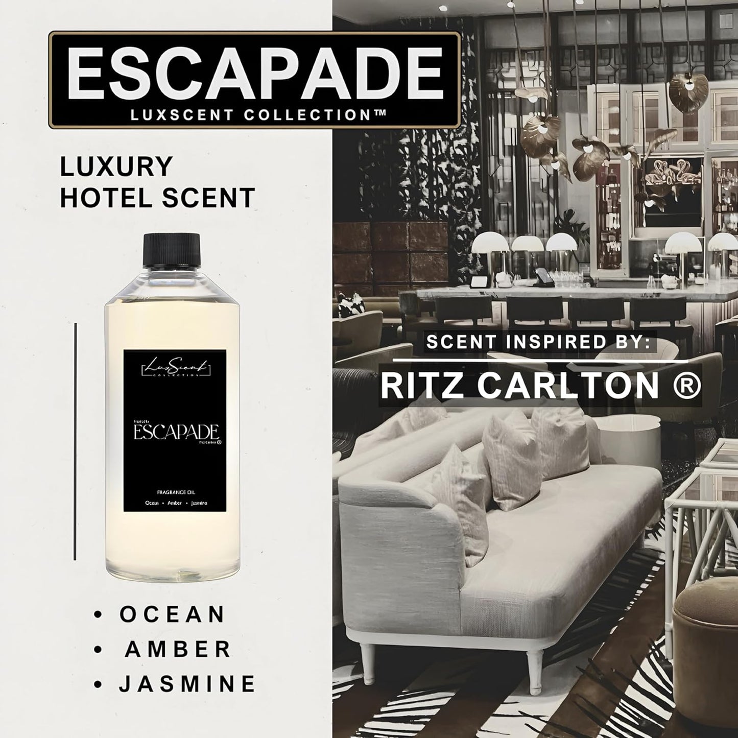 Aroma Essential Scent Oils 500ML - Hotel Collection Diffuser Fragrances - Luxury Home & Office Aromatherapy Diffuser Oils (16.9fl. Oz., Escapade)