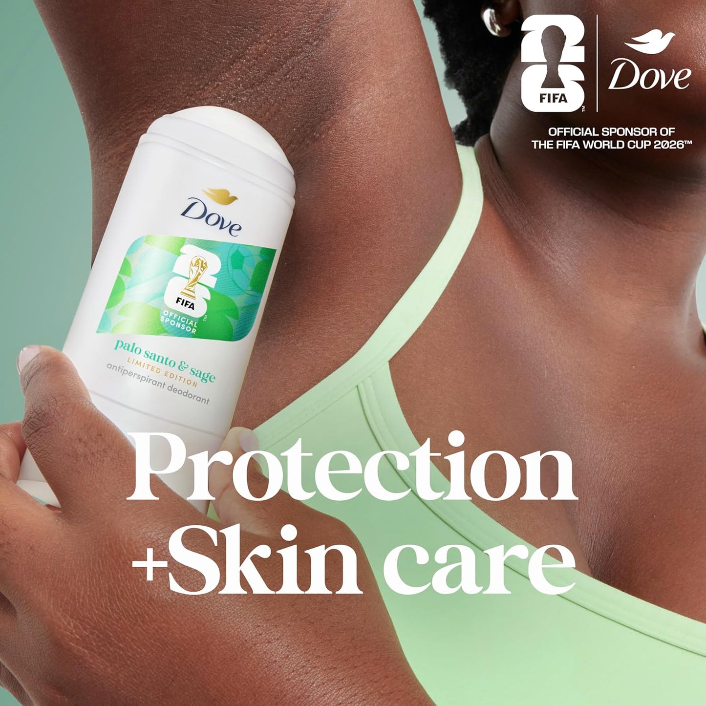 Dove Palo Santo & Sage Antiperspirant Stick – 72H Sweat & Odor Protection, Pro‑Ceramide Technology, Alcohol‑Free, FIFA Limited Edition Design, 2.6 oz