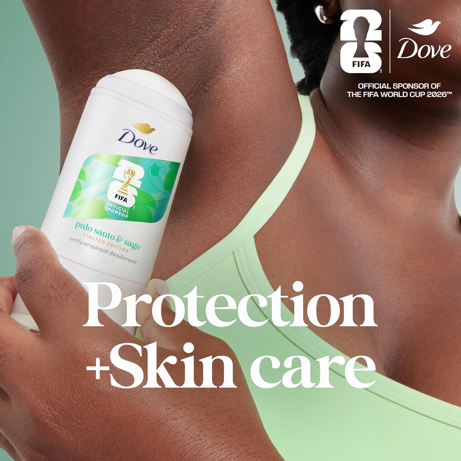 Dove Palo Santo & Sage Antiperspirant Stick – 72H Sweat & Odor Protection, Pro‑Ceramide Technology, Alcohol‑Free, FIFA Limited Edition Design, 2.6 oz