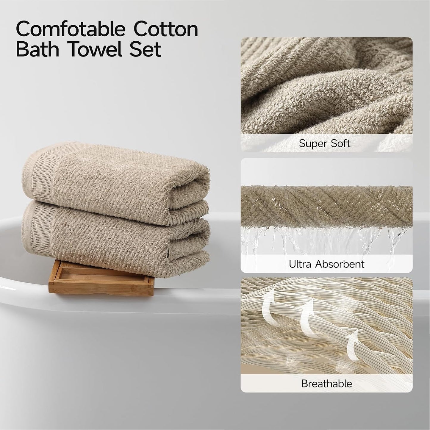 REDKISS 8-Piece Premium Towel Set, 2 Bath Towels, 2 Hand Towels, 4 Washcloths, 100% Cotton, Quick Dry, Highly Absorbent Towels for Bathroom, Gym, Hotel, Spa, Dark Coffee