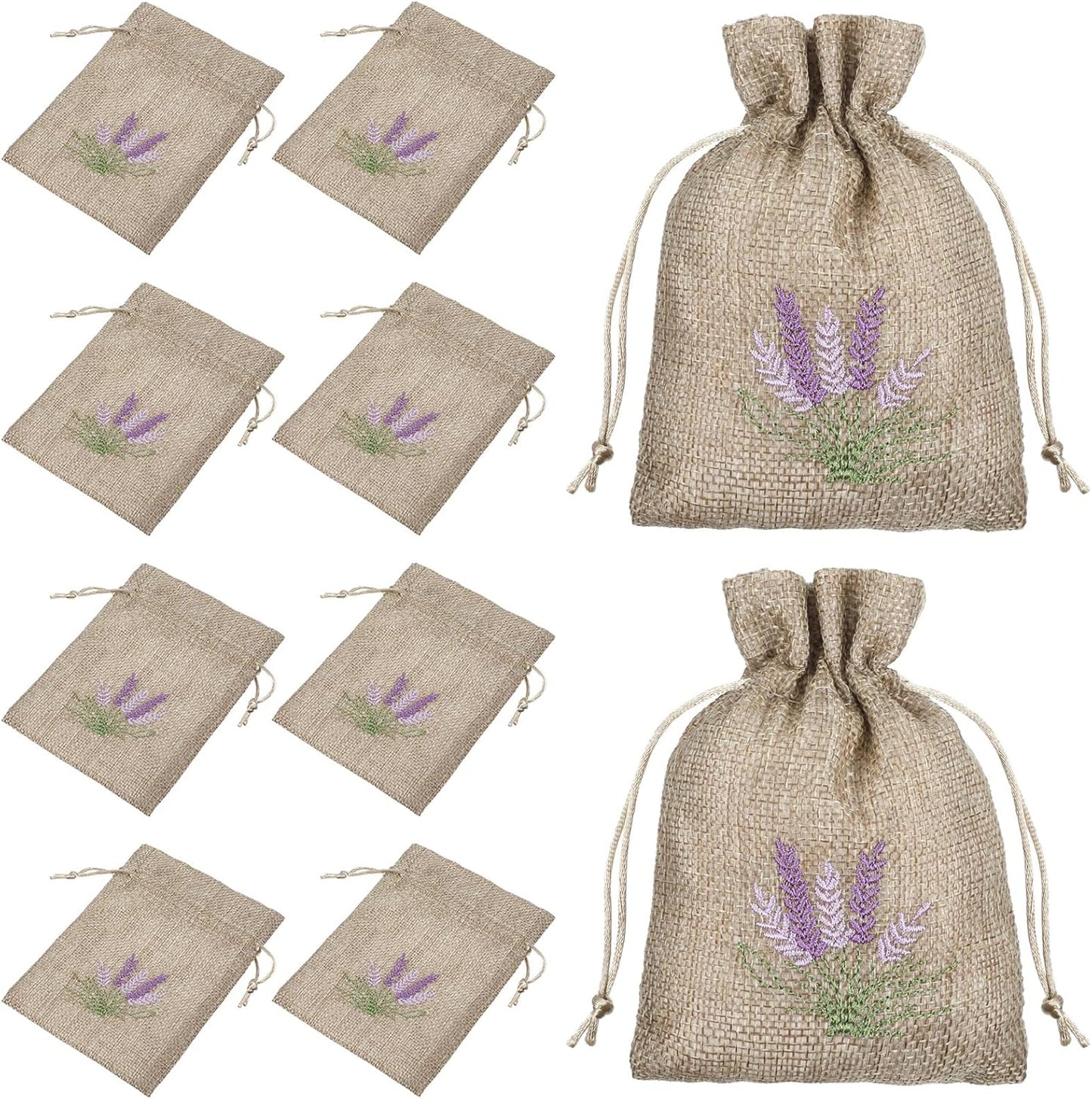 10PCS Lavender Sachet,Small Lavender Bag with Drawstring, Embroidered Canvas Empty Sachets Bag, for Spices, Jewelry, Candy, Lavenders Buds
