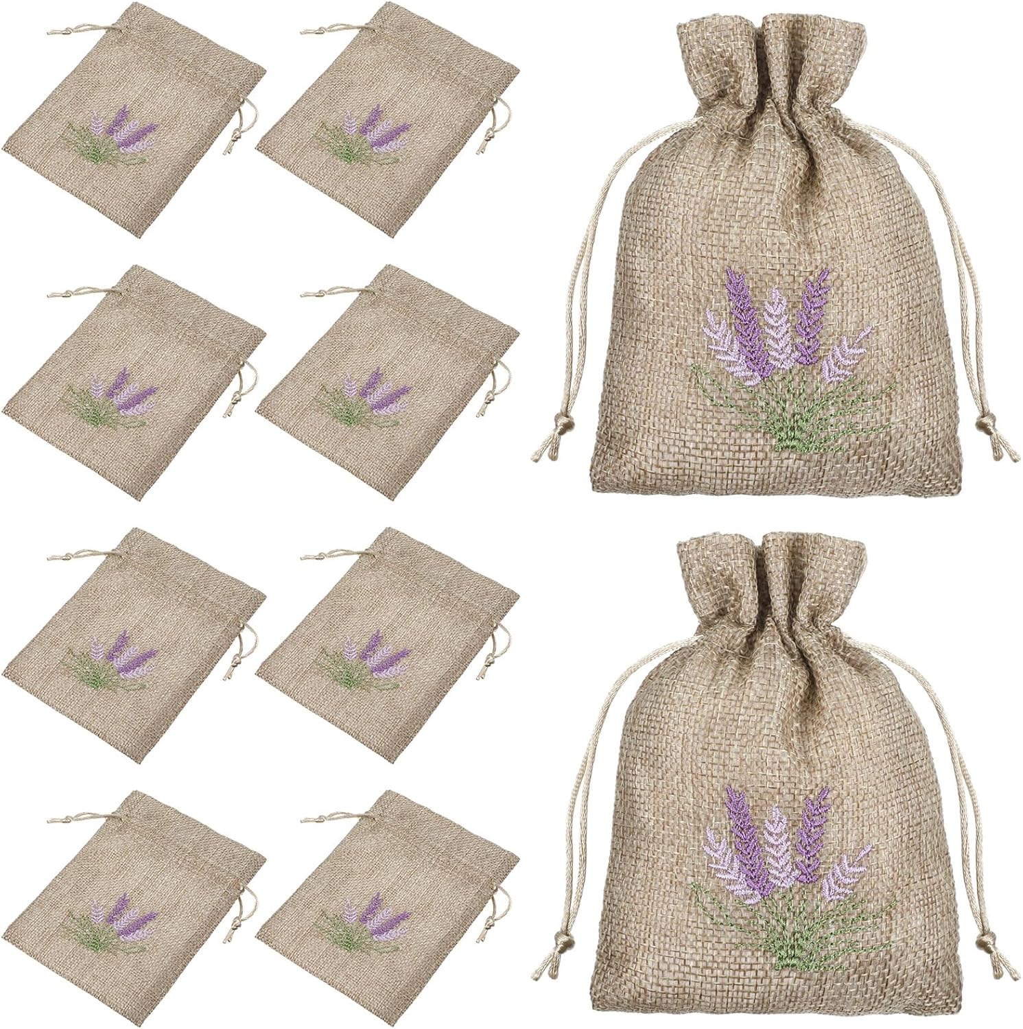 10PCS Lavender Sachet,Small Lavender Bag with Drawstring, Embroidered Canvas Empty Sachets Bag, for Spices, Jewelry, Candy, Lavenders Buds