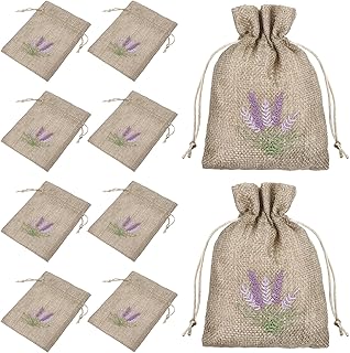 10PCS Lavender Sachet,Small Lavender Bag with Drawstring, Embroidered Canvas Empty Sachets Bag, for Spices, Jewelry, Candy, Lavenders Buds
