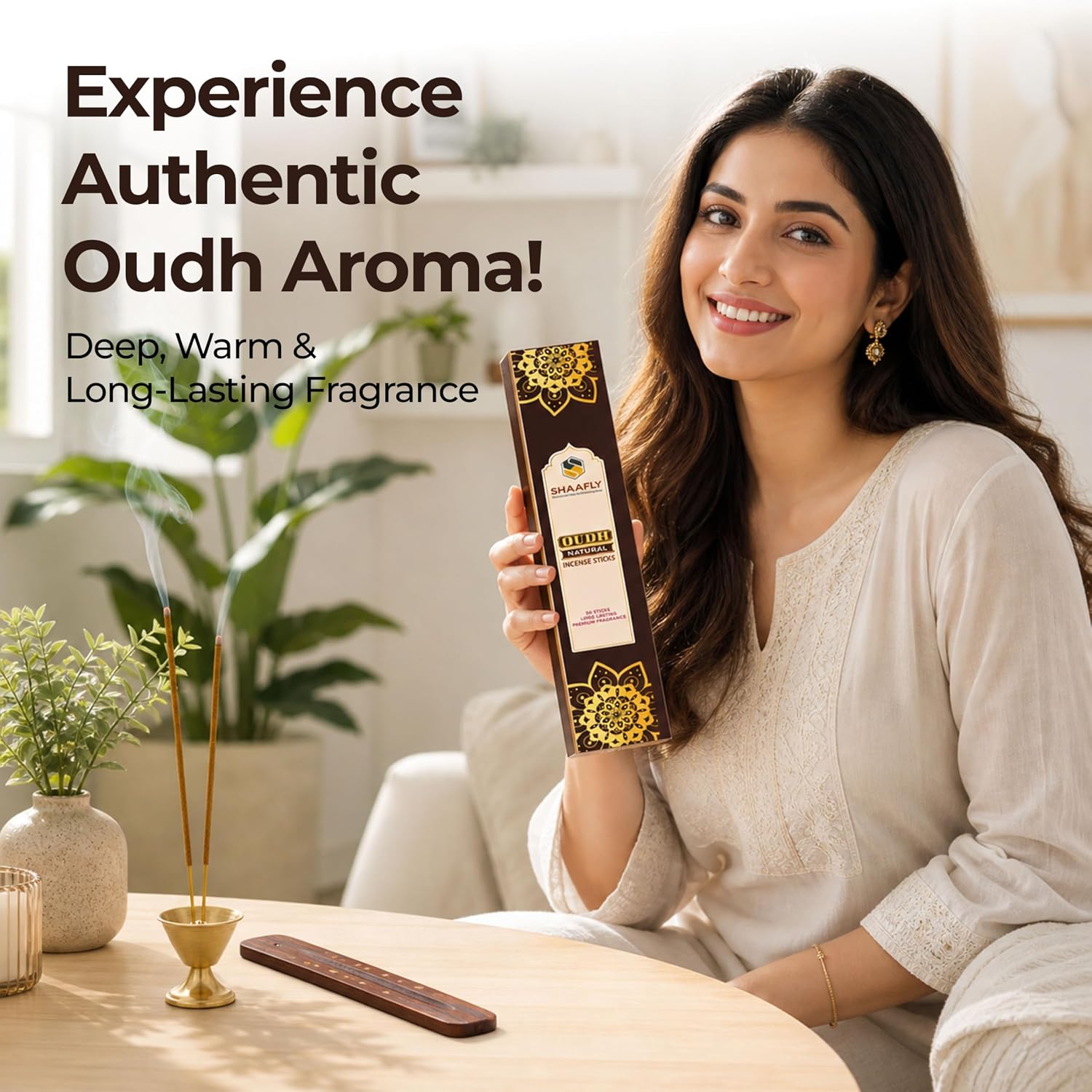 Premium Incense Sticks – Oudh (60 Sticks, 30 per Box) Natural Home Fragrance Agarbatti for Meditation, Relaxation, Prayer & Yoga (Divine Oudh)