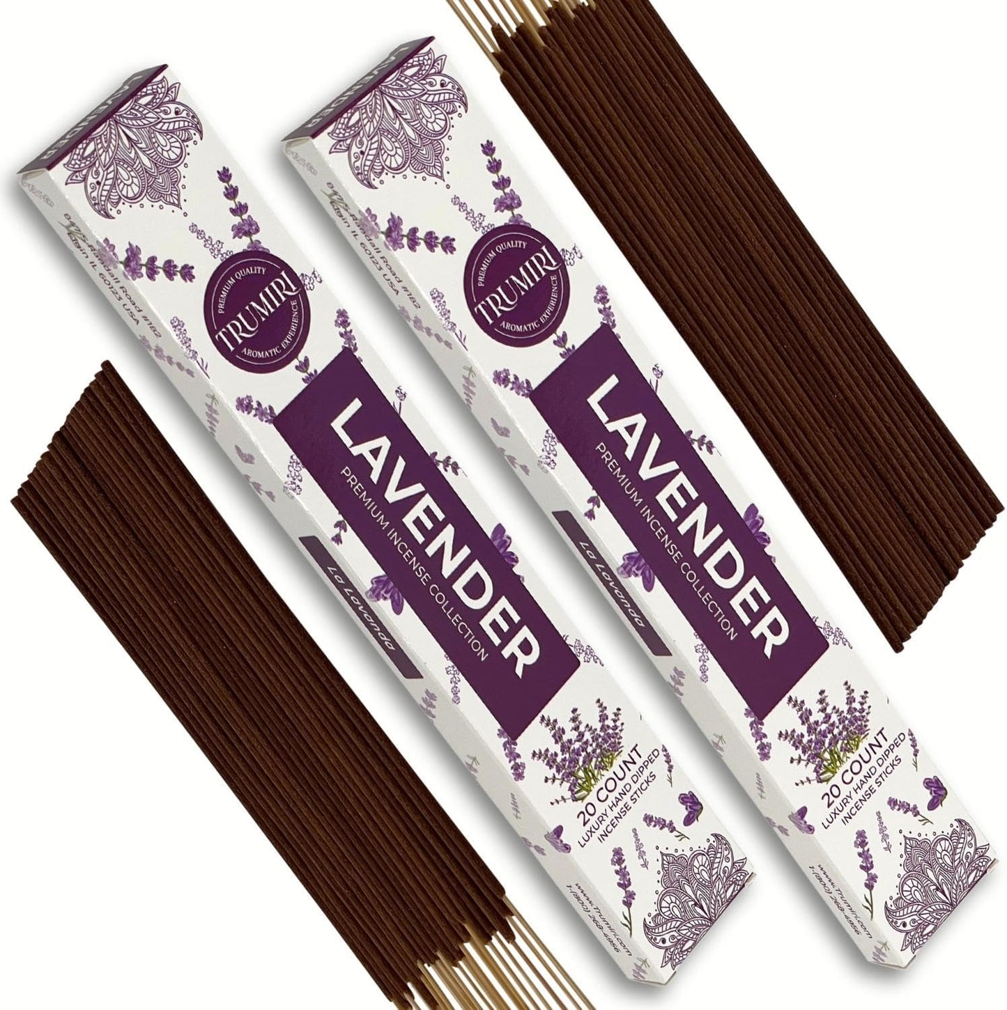 TRUMIRI Trumiri Incense Sticks - Total 40 Lavender Insence-Sticks - Dual Pack of 20 Insenses - Insents - Incents - Inscense - Incence - Incienso - All Natural Incense Sticks