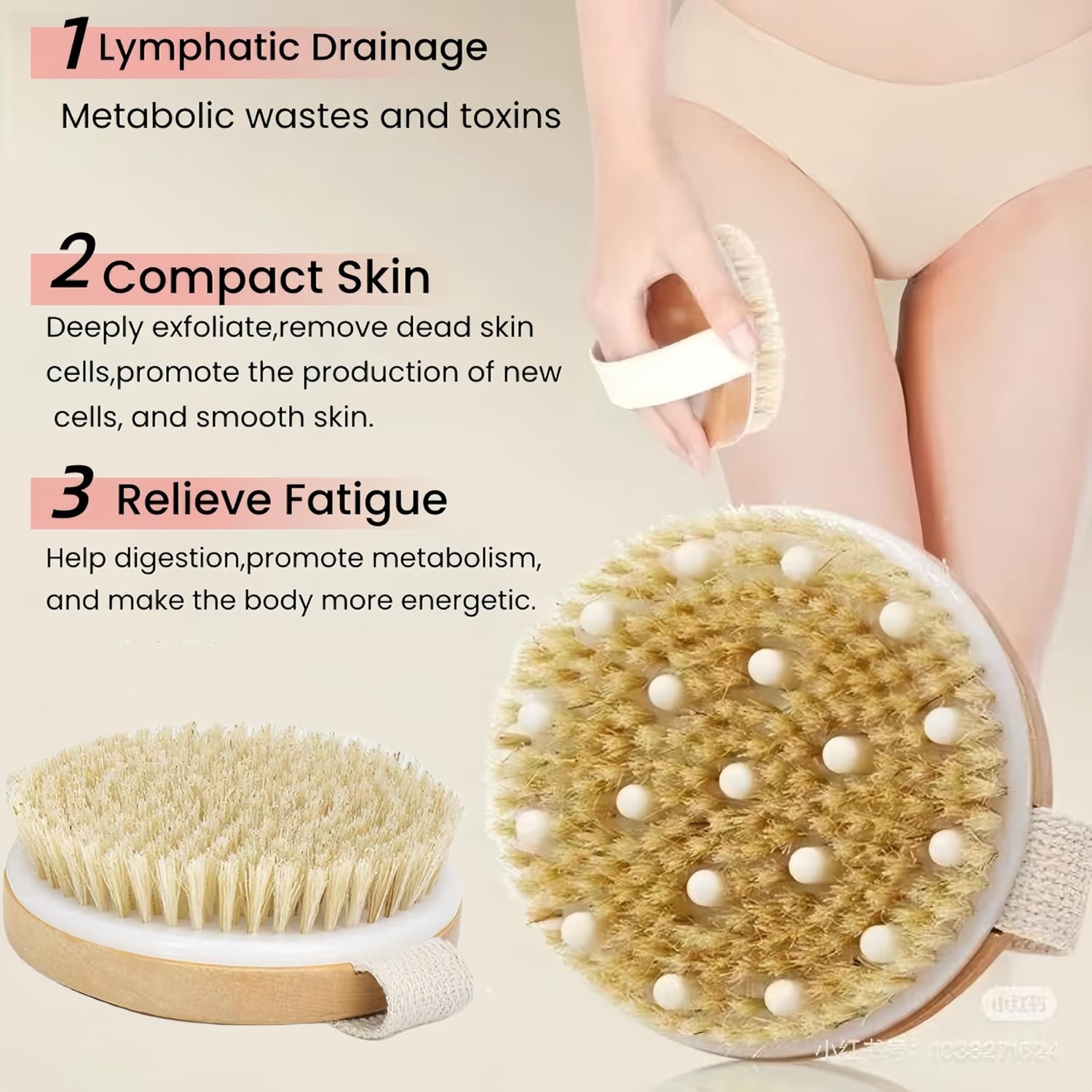2 Pcs Dry Brushing Body Brush with Massage Nodes,Exfoliating Brush Body Scrubber for Dry Skin, Lymphatic Drainage,Promote Circulation,Soft Skin