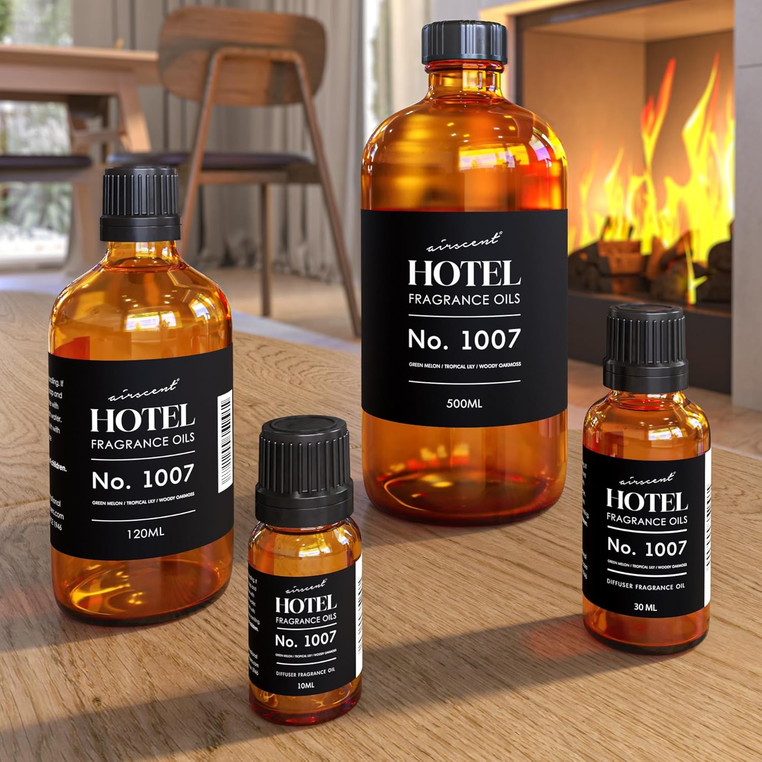 AirScent Hotel Diffuser Oil No. 1007 - Green Melon, Tropical Lily & Oakmoss - Hotel Scent Dupe Premium Fragrance Oil for Ultrasonic and Waterless Diffusers and Crafting - 10 mL, .34 fl oz Bottle