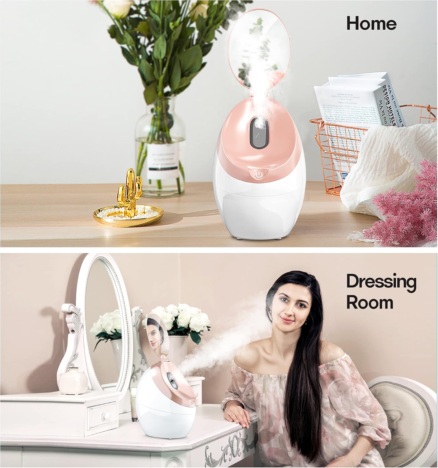 Facial Steamer- Professional Nano Ionic Facial Steamer- with HD Makeup Mirror - Oznoe Steamer - High Capacity - Suitable for Home with Mini Size