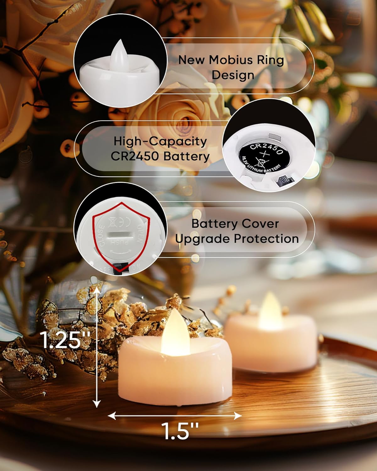 merrynights Remote Candles, 12PCS Flameless Tea Lights Candle Battery Operated with Timer, 400+Hours Remote Control LED Tea Lights Votive Candle for Holiday Table Centerpieces Decor