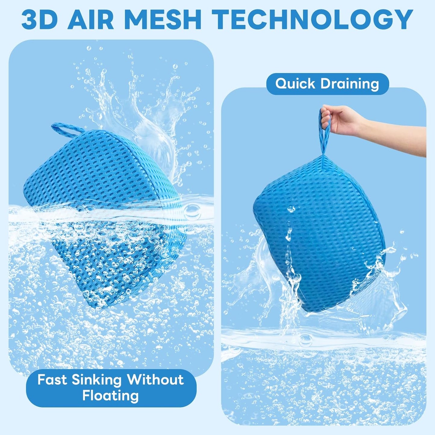 Hot Tub Booster Seat for Adults, 5" Extra Thick Weighted Spa Cushion with 4+ lbs Core, No Floating Quick Sink Design, 3D Air Mesh, Non-Slip Seat Riser for Jacuzzi & Bathtub (Blue)