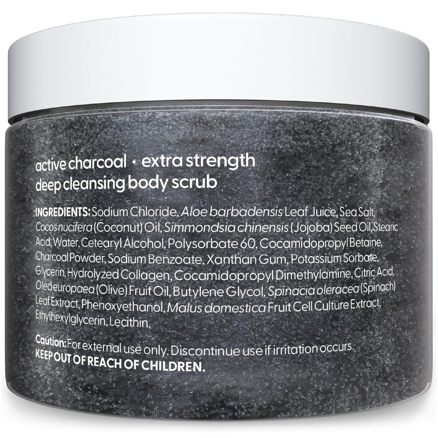Exfoliating Charcoal Scrub with Collagen & Stem Cells – Salt Scrub for Body Toning, Cellulite, Armpit Detox, and Skin Smoothing for Face, Feet, and Body by M3