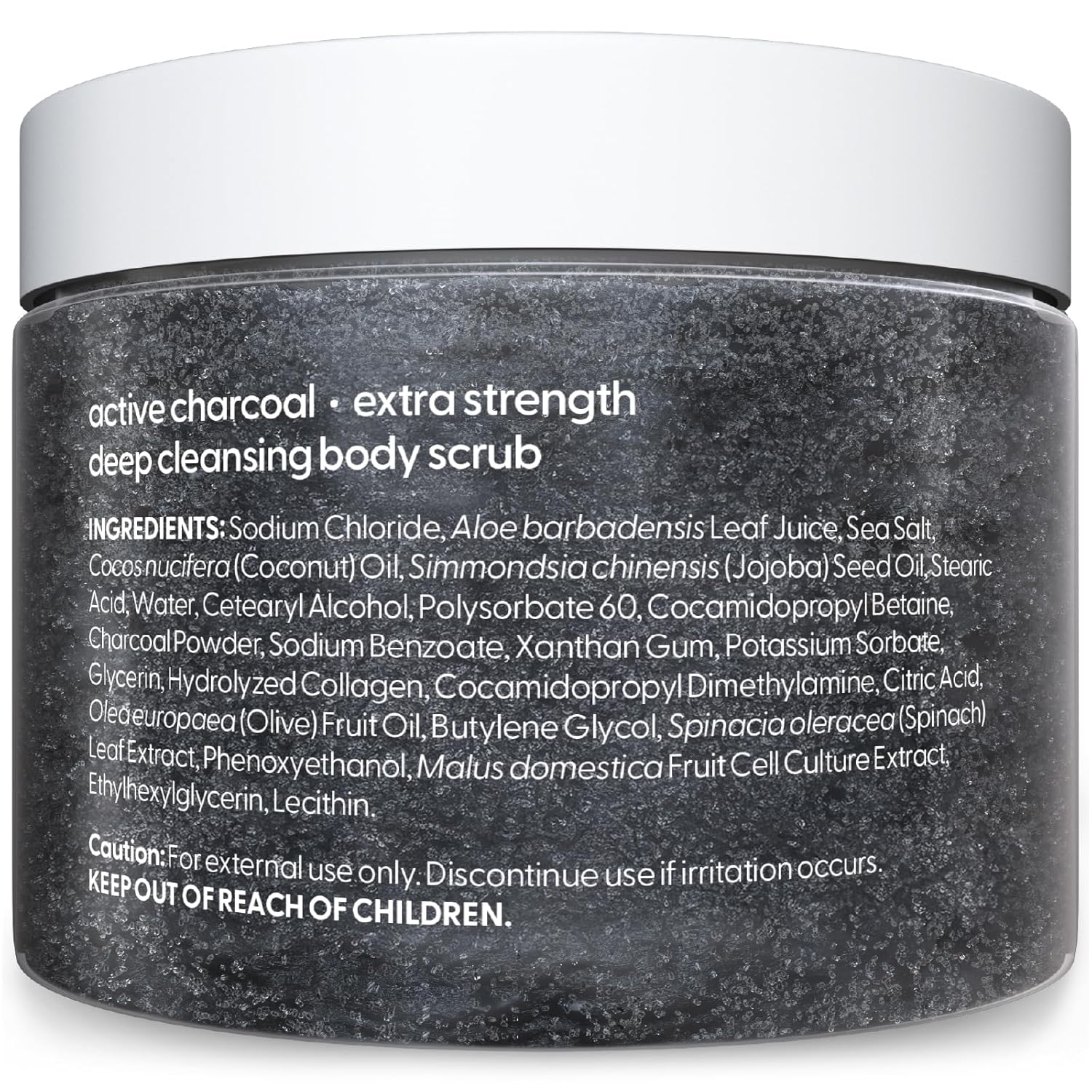Exfoliating Charcoal Scrub with Collagen & Stem Cells – Salt Scrub for Body Toning, Cellulite, Armpit Detox, and Skin Smoothing for Face, Feet, and Body by M3