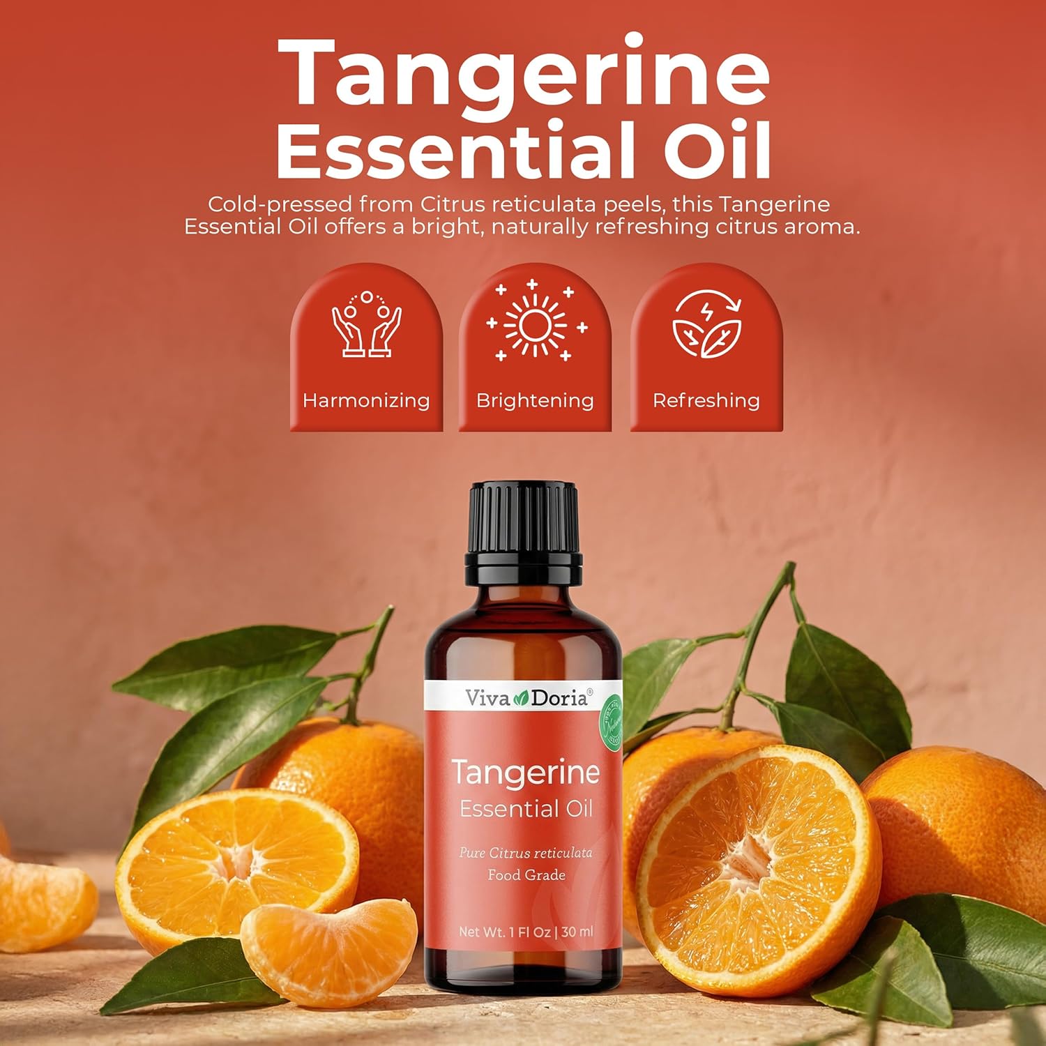 Viva Doria Tangerine Essential Oil, 100% Pure, Natural Essential Oil, Undiluted, for Aromatherapy | Food Grade, 30 mL (1 Fluid Ounce)