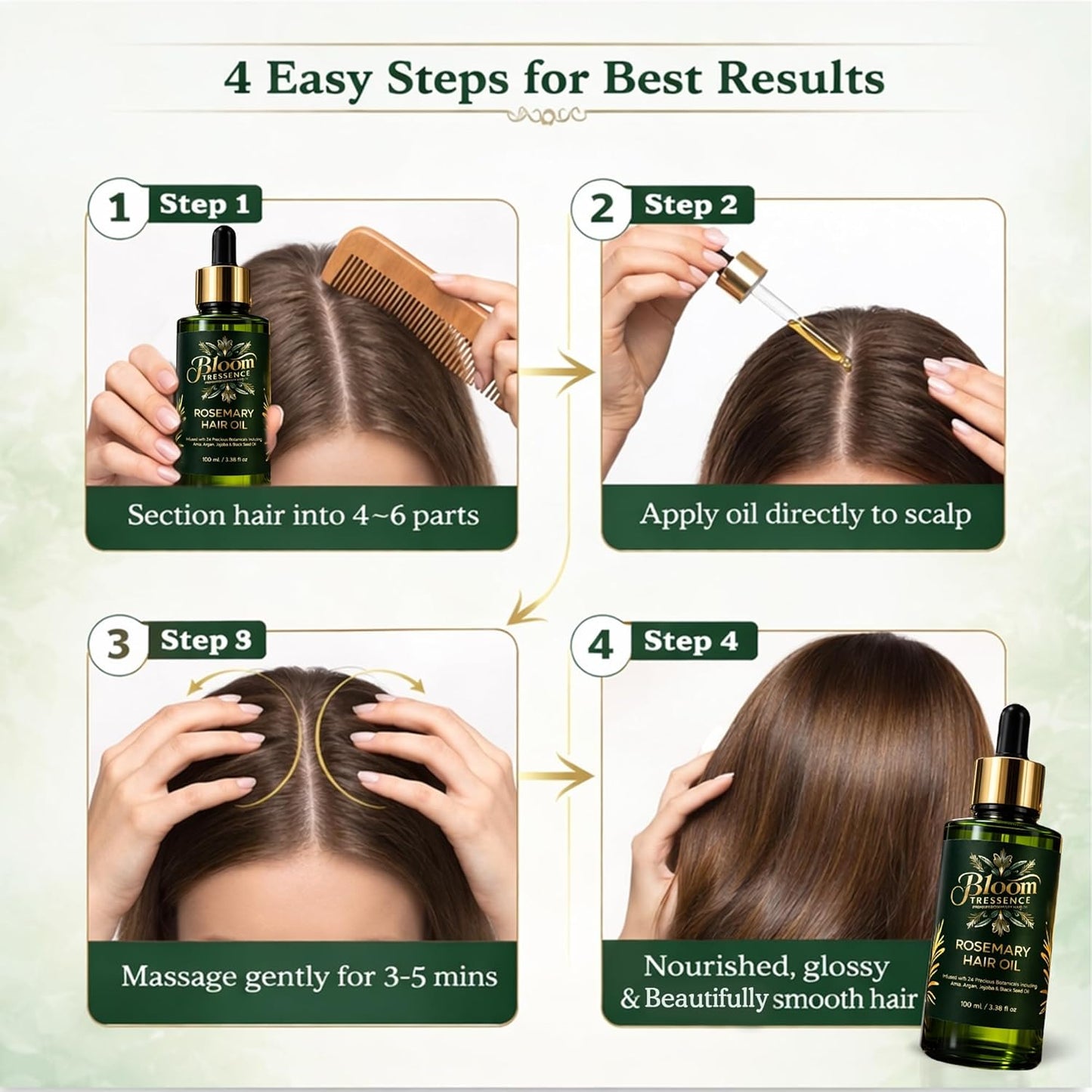 Premium Rosemary Hair Oil for Hair Growth – Anti Hair Fall & Scalp Treatment with 24 Botanical Oils (Amla, Argan, Castor & Jojoba) – For Thinning Hair, Regrowth & Thickness – 100ml