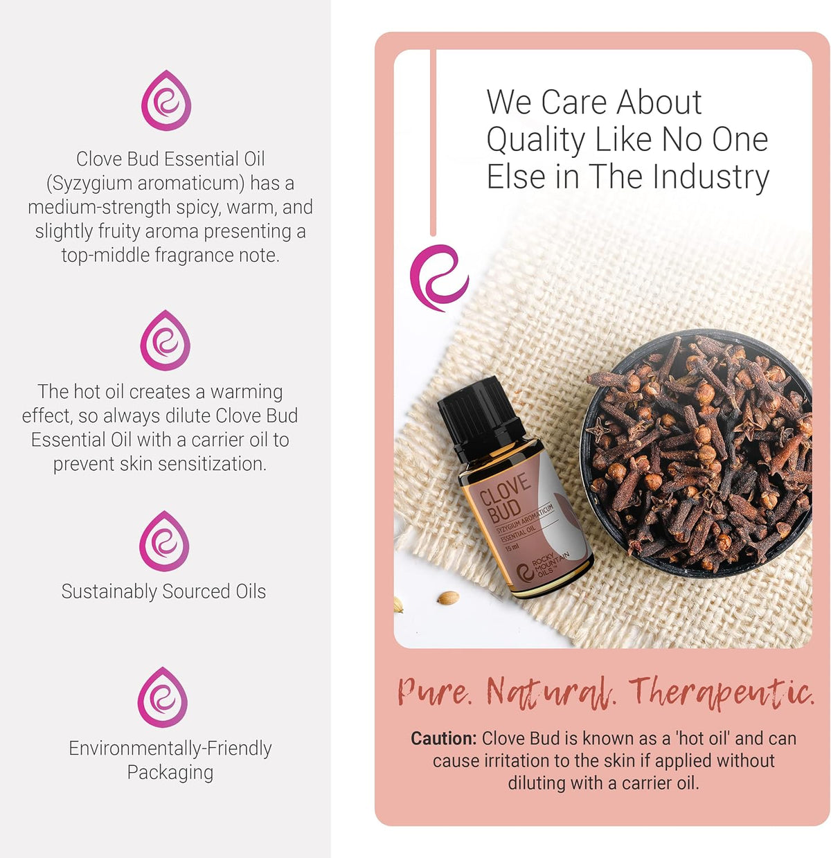 Rocky Mountain Oils Clove Bud Essential Oil - 100% Pure Natural Aromatherapy Oil for Diffusers