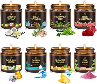 8-Pack Scented Candle, 28oz Burn Time 160 Hours, 8 Scents:Pineapple Cocktail, Coconut Vanilla, Pink Sands, Bahama Breeze& More. Perfect Spring and Summer Gift for Family and Friends.