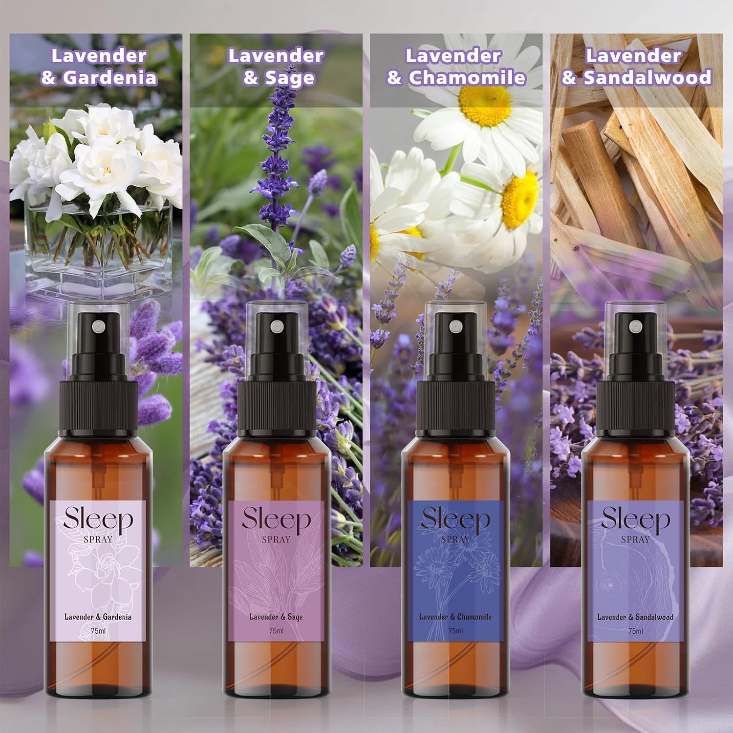 SCENTORINI Sleep Spray, 10.14 oz Pillow Spray for Sleep Calming, Lavender Essential Oil, 4 Pack Relaxing Aromatherapy Mist for Bedding, Liners, Room Spray Air Freshener