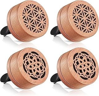 Patelai 4 Pcs Essential Oil Aromatherapy Wood Diffuser - Car Freshener Vent Clip Lava Stone Aroma Automobile Diffuser, 2 Styles(Elegant)