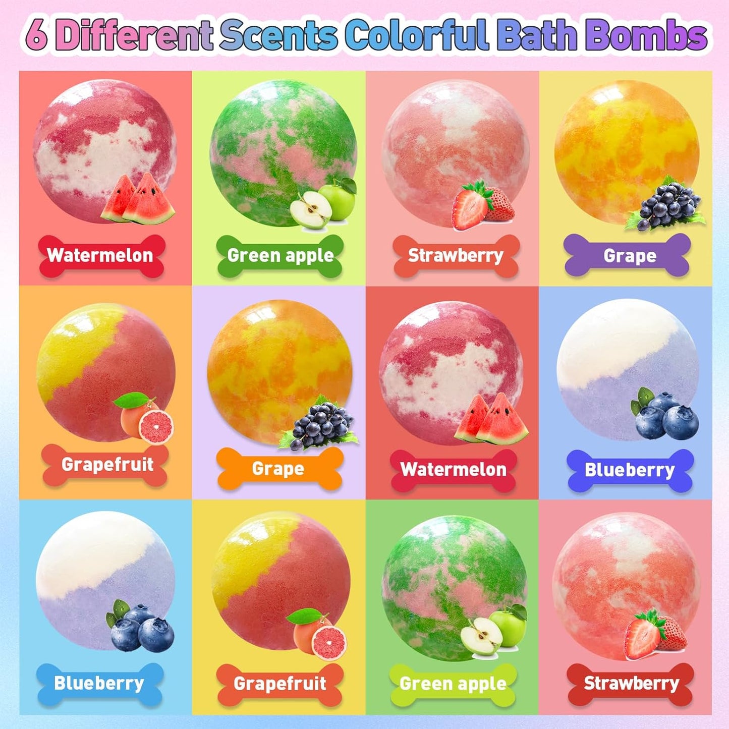 Bath Bombs for Kids with Surprise Inside, 12pcs Kids Bath Bombs with Mermaid Toys Gift Set for Girls, Shea & Coco Butter Dry Skin Moisturize, Birthday Easter Gifts Spa Bath Ball with Bath Toy Fun