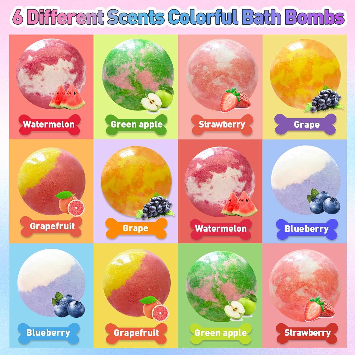 Bath Bombs for Kids with Surprise Inside, 12pcs Kids Bath Bombs with Mermaid Toys Gift Set for Girls, Shea & Coco Butter Dry Skin Moisturize, Birthday Easter Gifts Spa Bath Ball with Bath Toy Fun