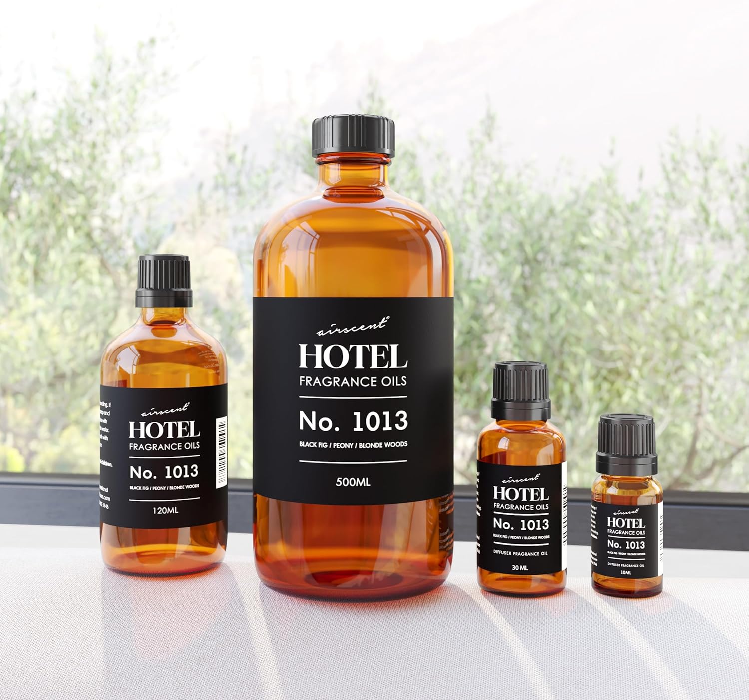 AirScent Hotel Diffuser Oil No. 1013 - Black Fig Peony Blonde Woods - Hotel Scent Dupe - Premium Fragrance Oil for Ultrasonic and Waterless Diffusers and Crafting - 10 mL, .34 fl oz Glass Bottle