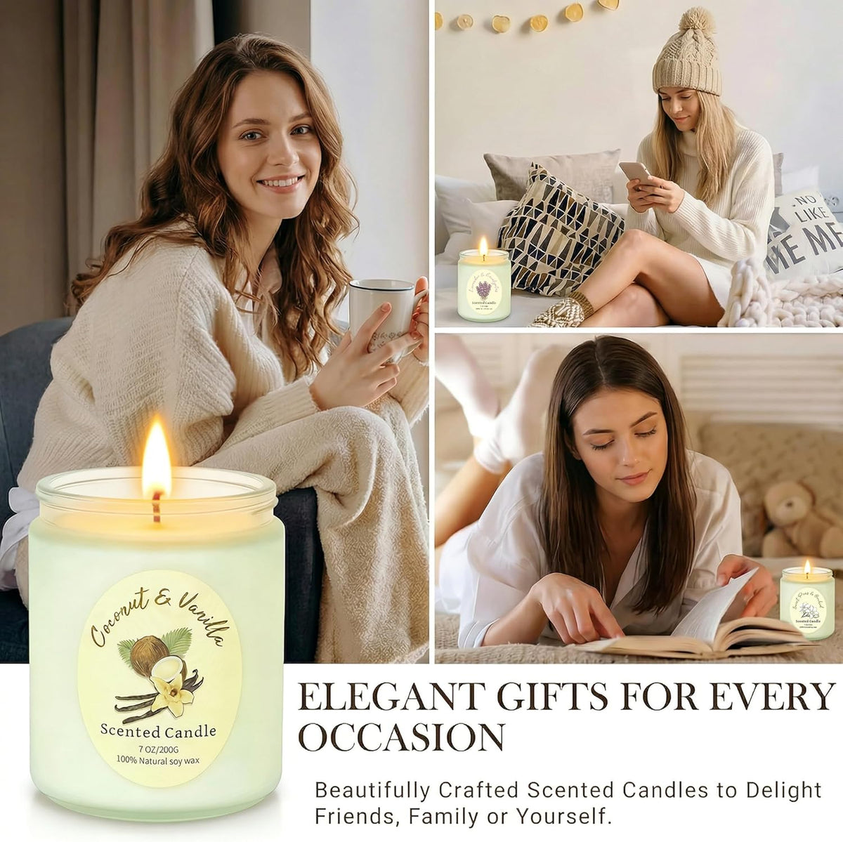 4 Pack Scented Candles Gift Set, Natural Soy Wax Non Toxic 28 oz for Home