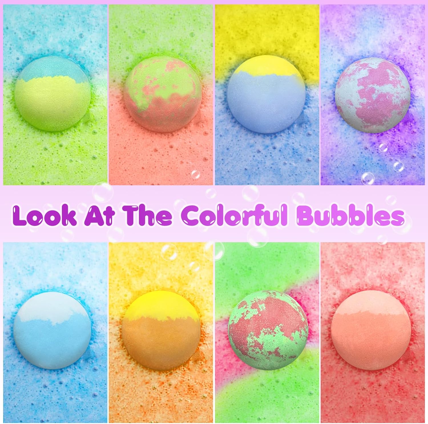 Bath Bombs for Kids with Surprise Toys Inside, 8 Pcs 3.5 Oz Light Up Bath Bombs Gift Set with Essential Oils, Handmade Spa Moisturizing for Women Relaxing, Birthday, Party, Christmas