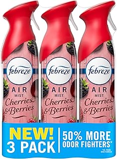 Febreze Air Mist, Air Freshener Spray, Odor Fighting Room Spray, Deodorizer for Home Bathroom Kitchen Office Apartment Dorm Room Classroom, Cherries & Berries Scent, 8.1oz (Pack of 3)