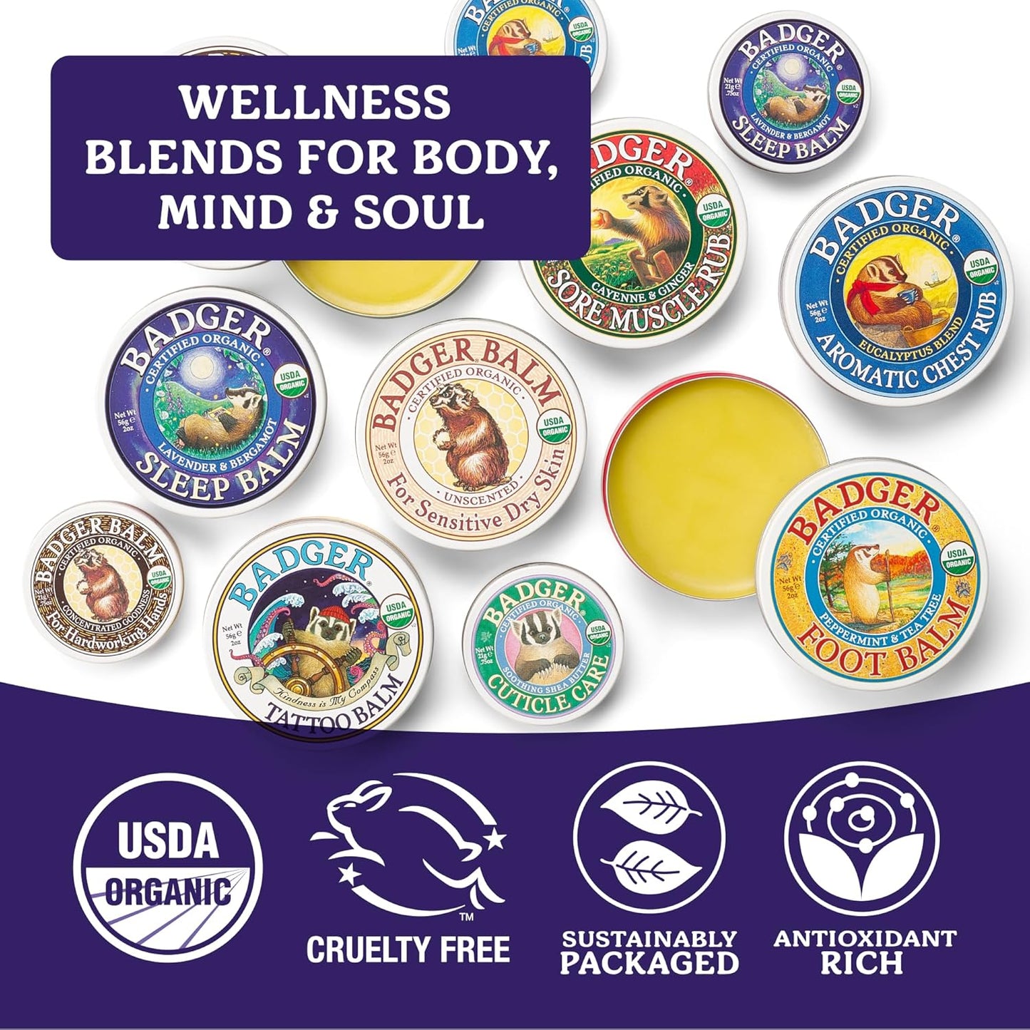 Badger Sleep Balm, Organic Essential Oil Aromatherapy Natural Sleep Balm for Adults & Kids, Relaxing & Calming Lavender & Bergamot Natural Sleep Support, .75 oz Tin