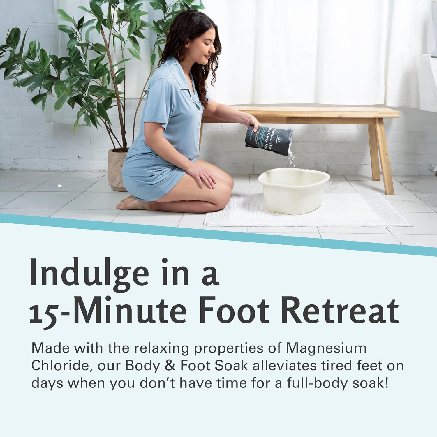 Magnesium Soak for Sports Recovery - Fast Acting Magnesium Bath Soak with Dead Sea Salt & MSM for Tired Feet & Sore Muscles - Replenishing Mineral Bath Salt for Full Body Relief (Fragrance Free) by M3