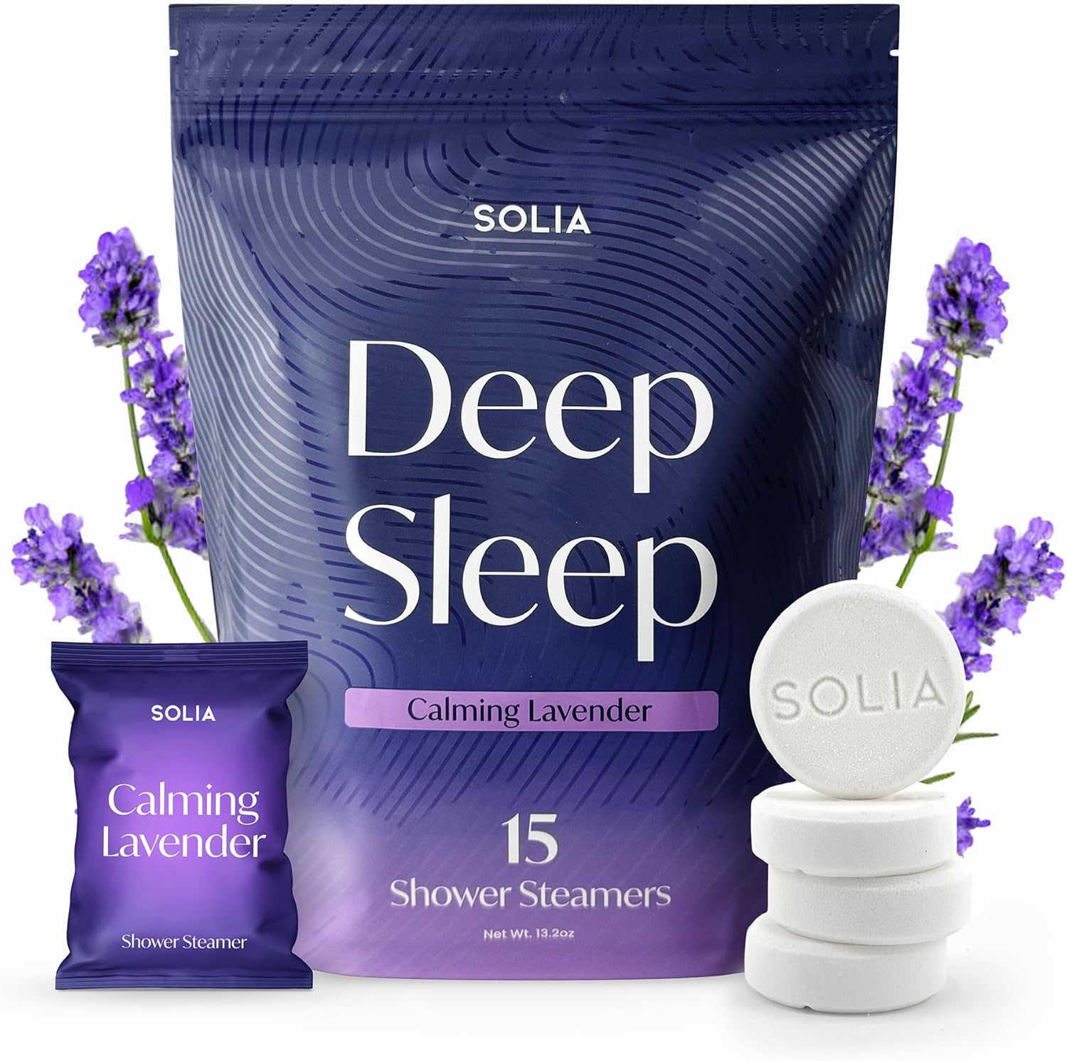 Solia Natural Lavender Shower Steamers - Patent-Pending - Real Essential Oil Lavender Tablets, Spa Steamers Aromatherapy, 15-Pack