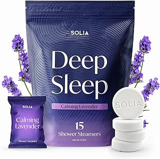 Solia Natural Lavender Shower Steamers - Patent-Pending - Real Essential Oil Lavender Tablets, Spa Steamers Aromatherapy, 15-Pack