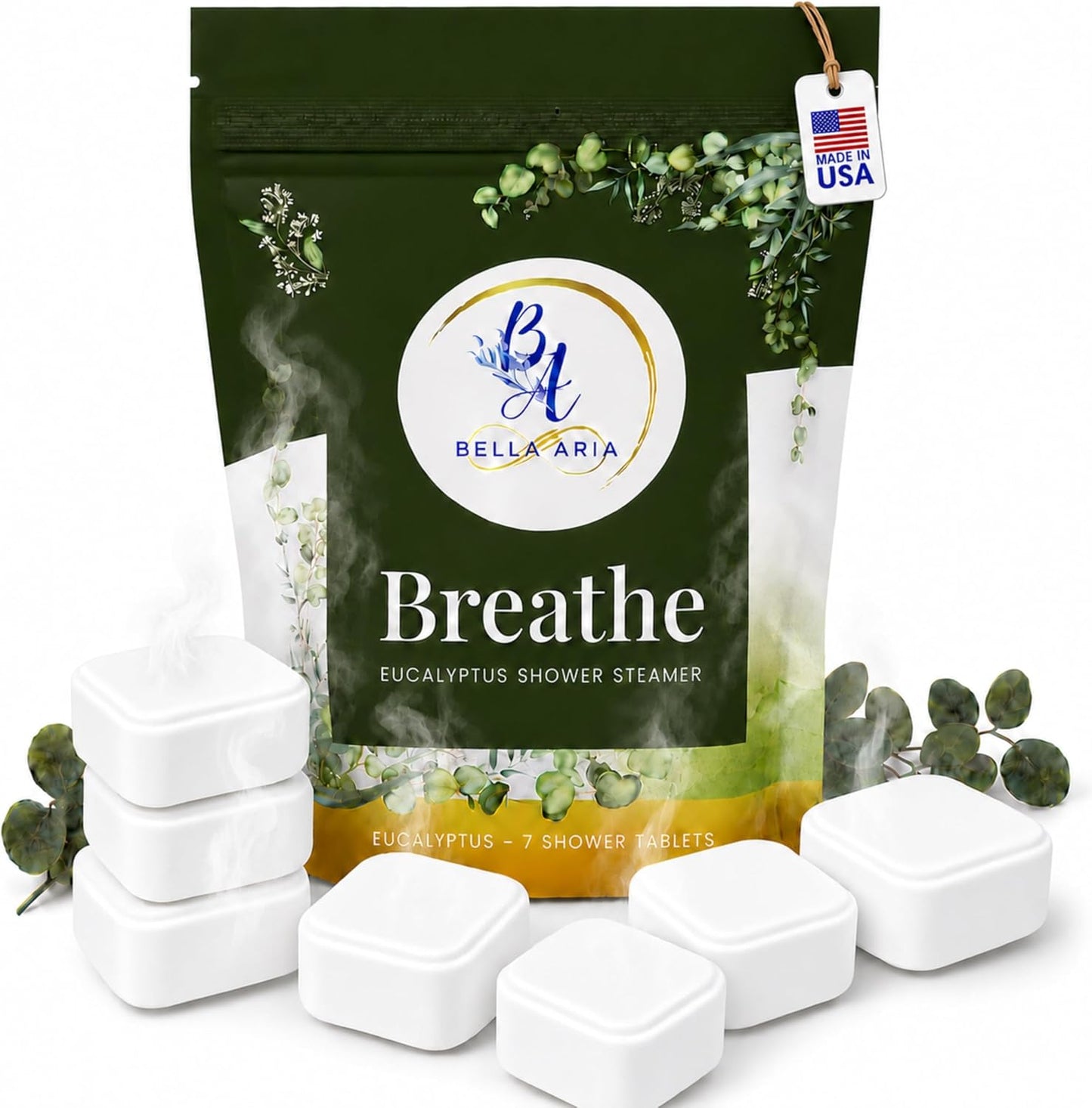 Eucalyptus Shower Steamers Aromatherapy – 7 Long Lasting Essential Oil Shower Bombs – Large Spa Tablets for Relaxation – Made in USA, Self Care Gift for Men & Women