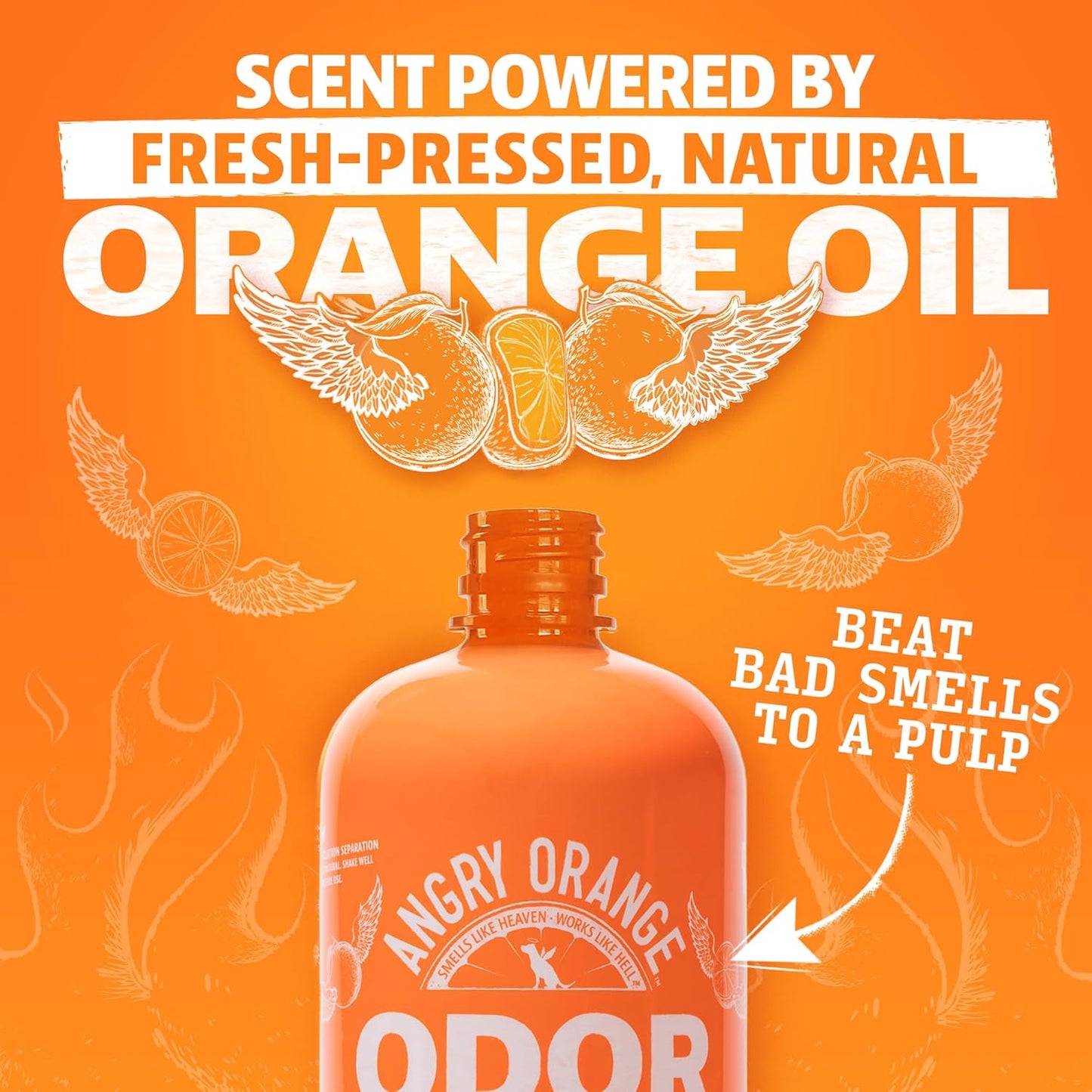 ANGRY ORANGE Pet Odor Eliminator for Dog and Cat Urine, Carpet Stains, and Strong Smells – NEW Orange Rush Scent – Citrus Cleaner with Natural Orange Oil – 24 oz