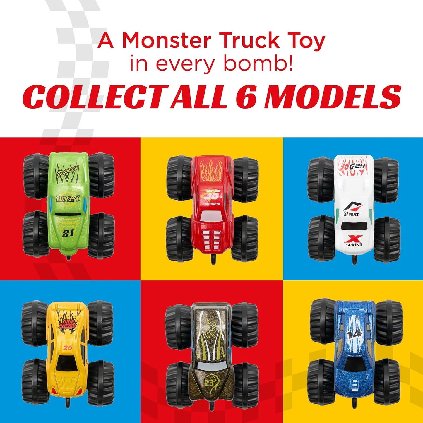 Monster Truck Bath Bomb for Kids with Surprise Monster Truck Toys Inside (1 Pack) – Large 9 Oz Bath Bombs for Boys – Orange Scent, Skin-Safe, USA Made - Children Gift with Car Bath Toys by Two Sisters