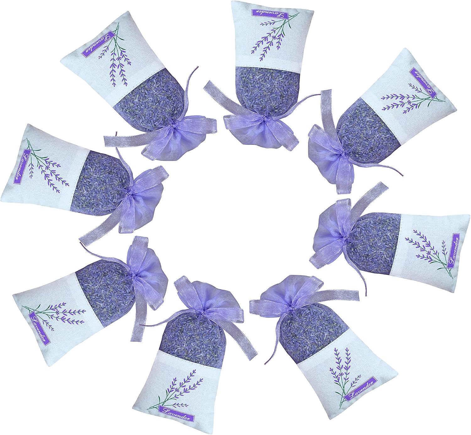 Sanrich 50PCS Lavender Sachet Bags Empty Purple Gauze Ribbons Cotton-Ramie Sacks (Light Purple)