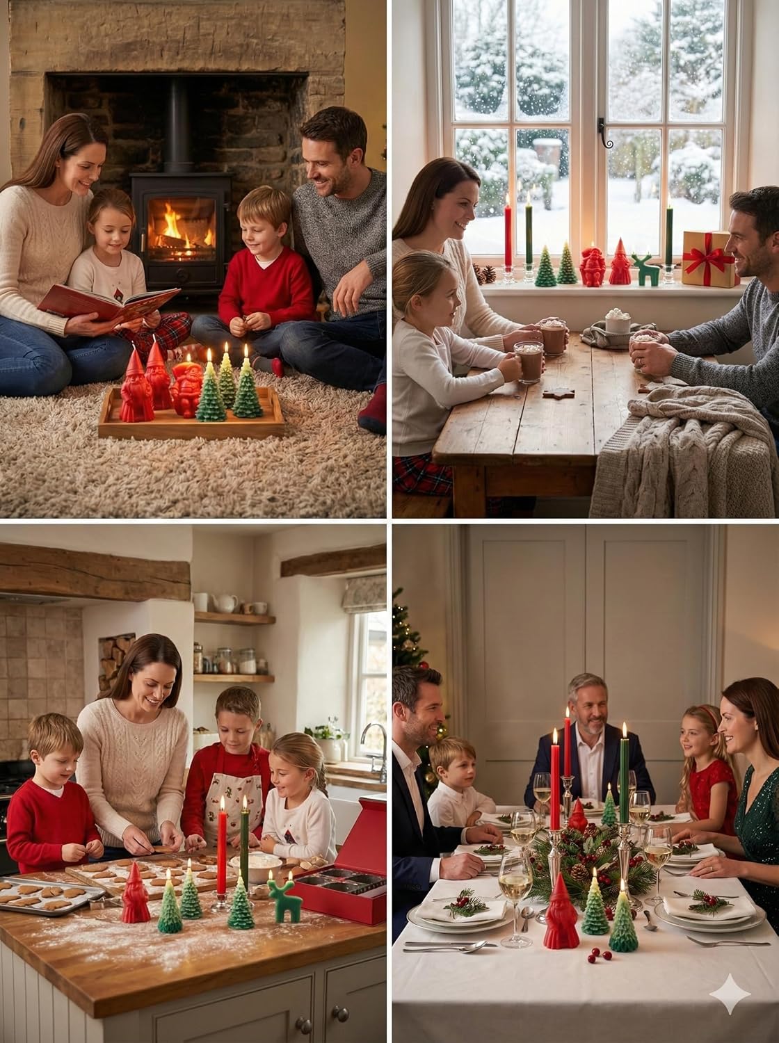Christmas Candle Gift Set – 9 Highly Scented Festive Candles Including Santa, Trees, Deer, Cake & Ribbed Pillars | Luxury Holiday Gift Box with Surprise Santa Design (Pack of 1)