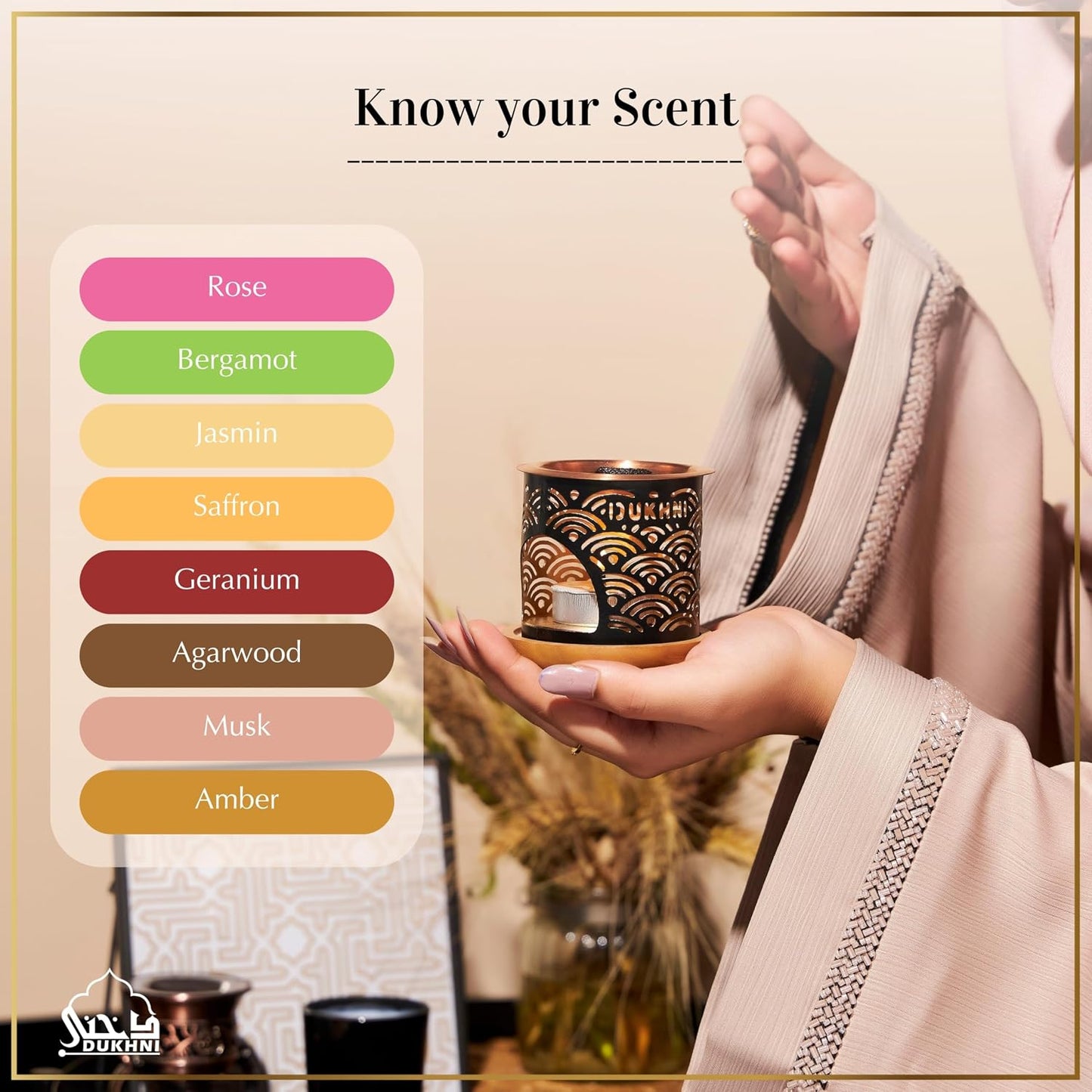 Oud Al Ibtisam Bakhoor Set by Dukhni | 2 x 9 Piece Each & Taj Bakhoor Burner | Arabic Bakhoor Incense | Warm Floral Oud Blend | Perfect for Prayer Time | to Relax & Meditate | Ramadan & Eid Gift
