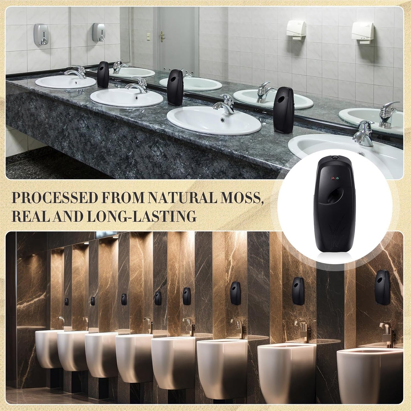 Maxcheck Automatic Air Freshener Spray Dispenser 2 Pack Wall Mounted Free Standing Restroom Air Freshener Battery Operated Automatic Sprayer Dispenser for Home Bathroom Commercial Time Scent(Black)