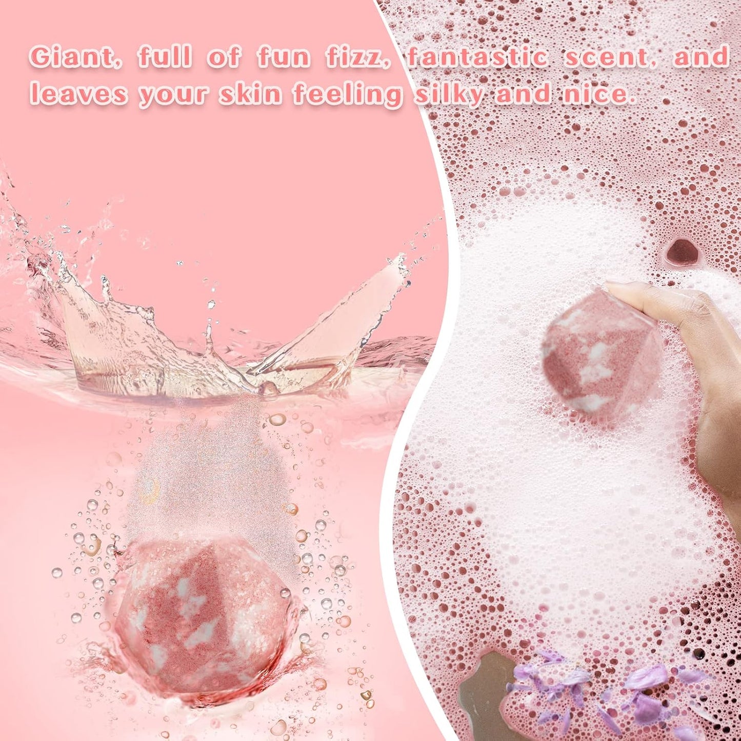 D20 Bath Bomb with Hidden Polyhedral Dice Set, Dragon Blood Scent | 11 oz D20 Shape, Hidden 7-Piece Dice Set, Peach & Rose Scent, Skin-Nourishing Formula, Gift for RPG Gamers & Fans
