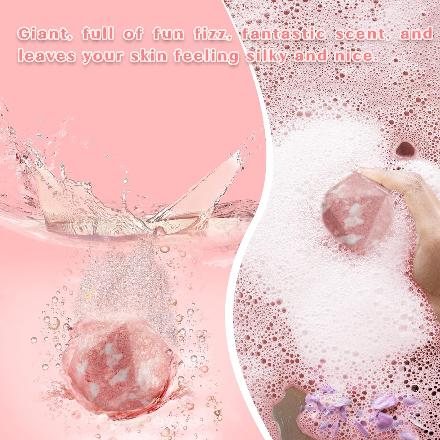 D20 Bath Bomb with Hidden Polyhedral Dice Set, Dragon Blood Scent | 11 oz D20 Shape, Hidden 7-Piece Dice Set, Peach & Rose Scent, Skin-Nourishing Formula, Gift for RPG Gamers & Fans