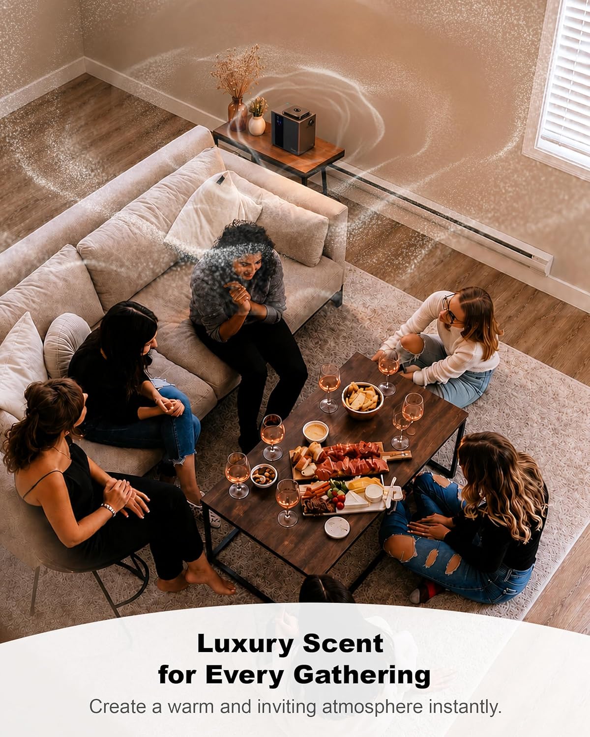 HVAC Diffuser Scent System Whole House - 4500 Sq Ft,Metal,Ultra Quiet,Safety Lock,Bluetooth App,Hotel Commercial Collection Diffuser Machine - Black,Includes 2 x 60ml Oils