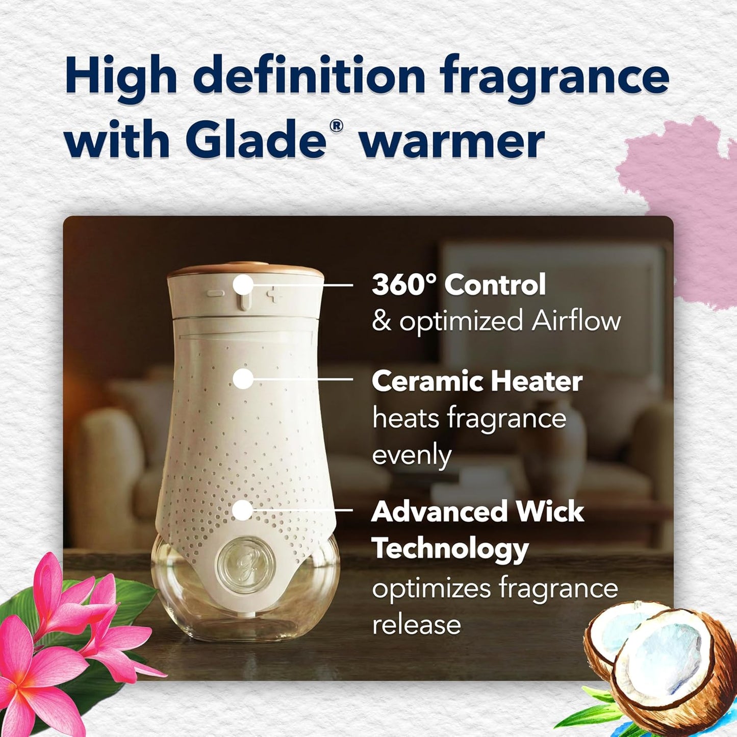 Glade PlugIns Refills Air Freshener, Scented and Essential Oils for Home and Bathroom, Exotic Tropical Blossoms, 1.34 Fl Oz, 2 Count