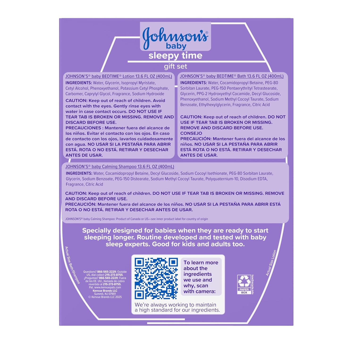 Johnson's Baby Sleepy Time Gift Set with Calming Bedtime Bath, Bedtime Lotion & Calming Shampoo, Baby Bedtime Essentials with Relaxing NaturalCalm Aromas, Hypoallergenic, 3 Items