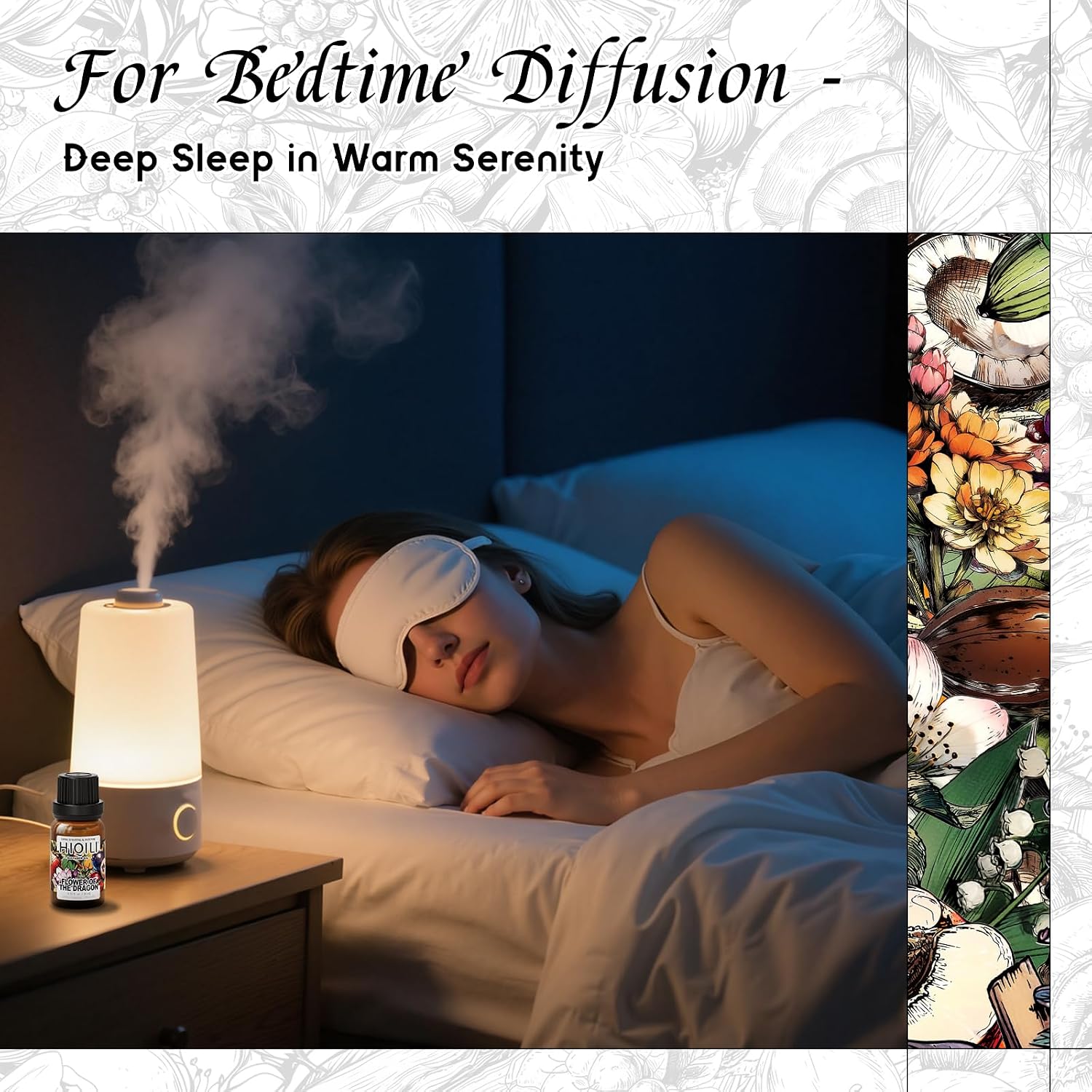 HIQILI Flower of The Dragon Diffuser Oil, Long-Lasting Refill for Humidifiers & Reed Diffusers, Hotel-Grade Scent, Suitable for Home Use - 0.34 Fl Oz