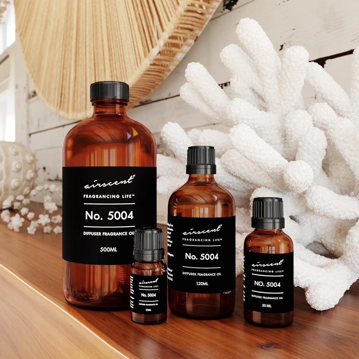 AirScent Fierce-Inspired Diffuser Oil - No. 5004 A and F Perfume Dupe - Premium Fragrance Oil Blend for Ultrasonic and Waterless Diffusers and Crafting - 120 ml, 4 fl oz Glass Bottle with Dropper