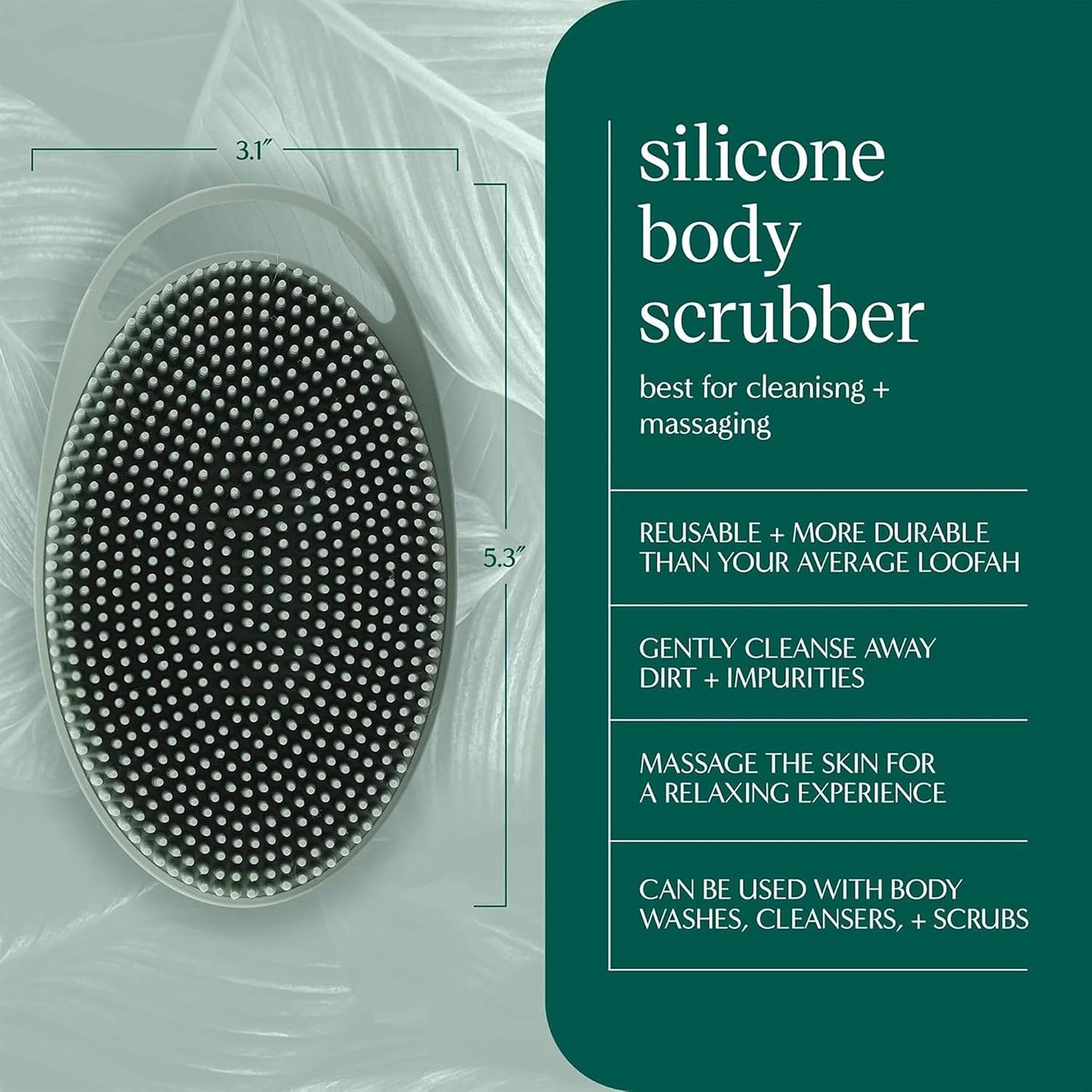EcoTools Dry Body Brush for Circulation, Dead Skin Removal + Sage Green Silicone Body Scrubber & Massager for Exfoliating, Cleansing & Self-Care Gifts
