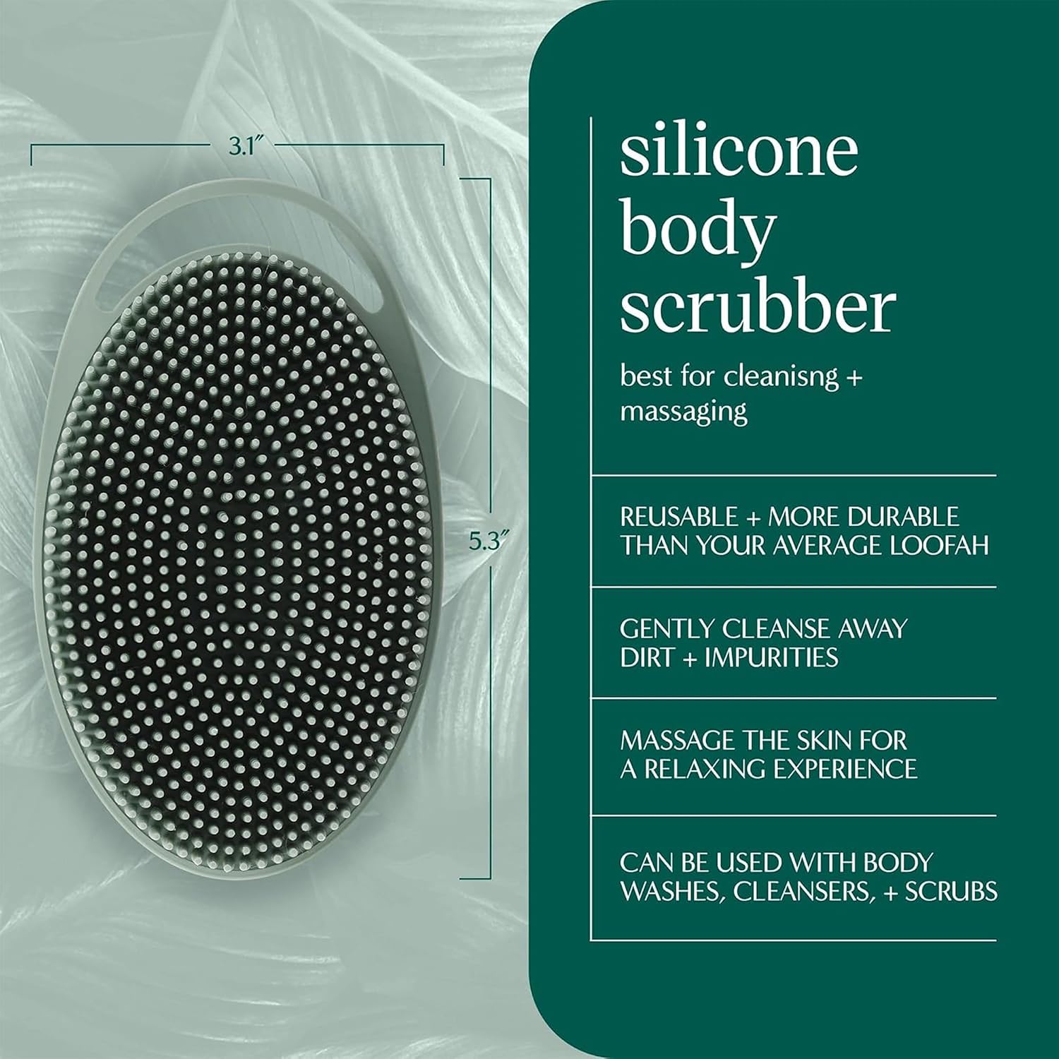 EcoTools Dry Body Brush for Circulation, Dead Skin Removal + Sage Green Silicone Body Scrubber & Massager for Exfoliating, Cleansing & Self-Care Gifts
